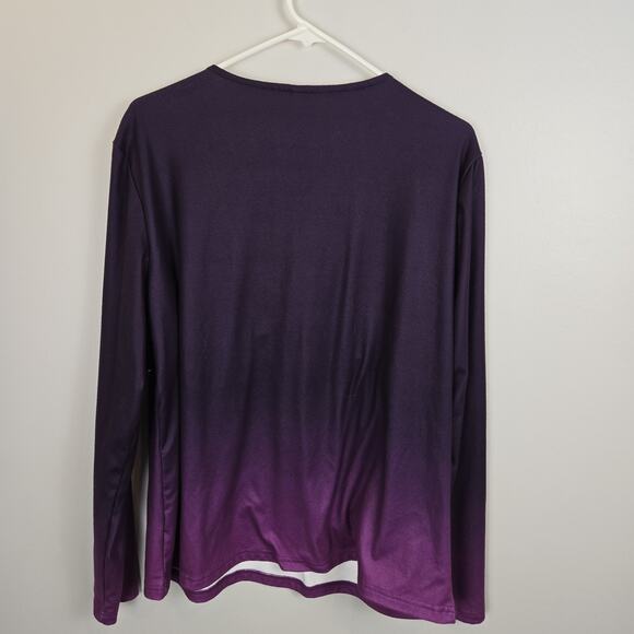 Purple Ombre Glitter V Neck Strap Long Sleeve Top Baby Doll Style Glam Boho XL - Picture 4 of 6